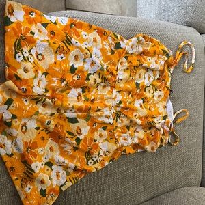 Womens H&M Divided orange floral romper size L